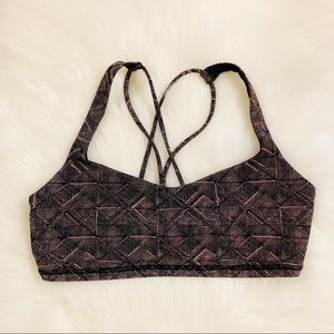 Lululemon Pink and Black Geometric Patterned Athletic Sports Bra 8 Medium